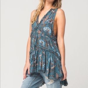 Free People Purple Haze tunic Hummingbird Print